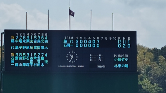 藤代に完敗！６回コールド負けで地区予選敗退　　　　（春季地区予選１回戦）